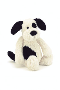 Child Baby: Jellycat Bashful Black & Cream Puppy Original (Med) Cream 9x12x31cm