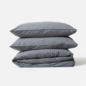 Shorts: Citta Gingham Organic Cotton Duvet Cover - Navy