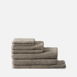 Bath Body: Citta Stripe Cotton Hand Towel - Cocoa/Bone 45x75cm