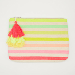 Cosmetics Toiletries Bags: Stella + Gemma Large Pouch - Coloured Stripes