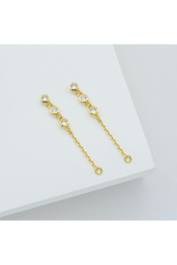 Linda Tahija: Linda Tahija Trilogy Satellite Chain Earrings - White Topaz