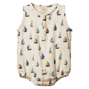 Nature Baby: Nature Baby Cedar Suit Muslin - Regatta Print