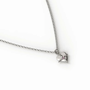 STOLEN GIRLFRIEND BIRTHSTONE HEART NECKLACE - OCTOBER SILVER/PINK TOURMALINE