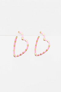 Stella Gemma: Stella + Gemma Heart Earrings Pink/Gold