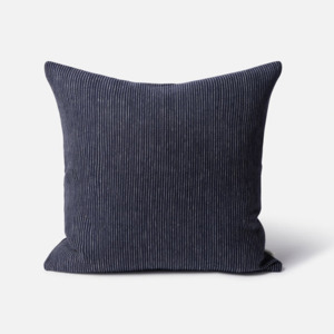 Cushions: Citta Fine Striped Linen Cushion Cover - Night