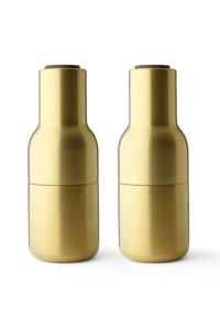 Tableware: Menu Bottle Grinder - Brushed Brass/Walnut Lids 2Pack