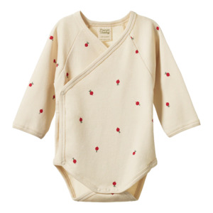 Nature Baby L/S Kimono Bodysuit - Radish Print