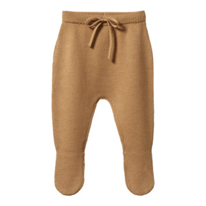 Nature Baby Merino Knit Footed Rompers - Caramel