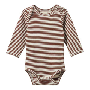 Nature Baby Cotton Long Sleeve Bodysuit - Pinecone Stripe