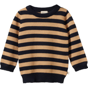 Nature Baby: Nature Baby Merino Knit Pullover - Navy/Caramel Stripe