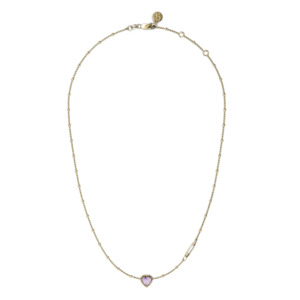 Her: Stolen Girlfriend Dahlia's Heart Necklace Gold Plated 18K Gold - Pink Amethyst