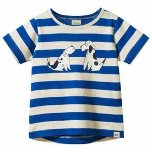 Child Baby: Nature Baby Long Sleeve River Tee - Dog Walk Blue Print