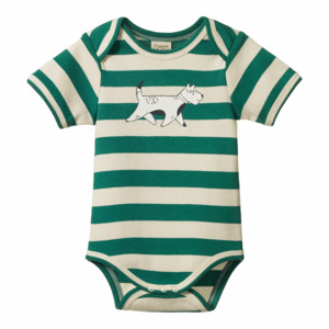 Nature Baby Short Sleeve Bodysuit - Dog Walk Peppermint Print