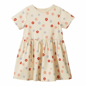 Nature Baby Saturday Dress - Petite Flora Stamp Print