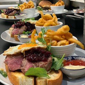 Products: Ranch Steak- Open Steak Sandwich