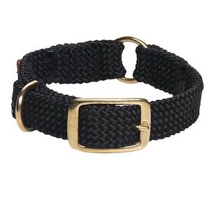 Dog Gear: Mendota Double Braid Collar with Centre Ring - Brass Hardware