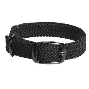 Dog Gear: Mendota Double Braid Collar - Black Metallic Hardware