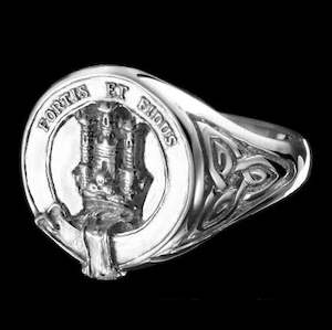 Rings: MacLachlan Clan Crest Signet Ring - celtic sides