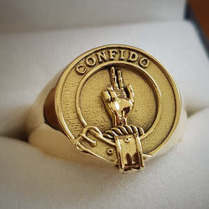 Signet Rings Wide Band: Boyd Clan Crest Signet Ring