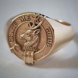 Signet Rings Wide Band: Forbes Clan Crest Signet Ring