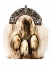 Norwood Brown Leather Collection: Antique Thistle on Raccoon Sporran