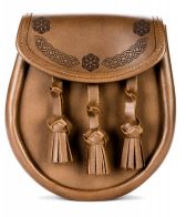 Norwood Brown Leather Collection: Celtic Etched with Knotted Tassels Sporran