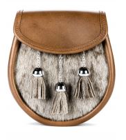 Norwood Brown Leather Collection: Plain Leather Chrome Sporran