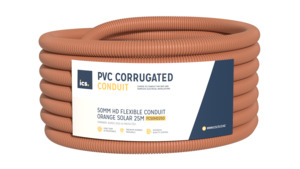 Conduit Duct And Cable Support: ICS 50mm HD Flexible Conduit Orange Solar 25m