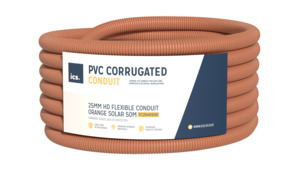 Conduit Duct And Cable Support: ICS 25mm HD Flexible Conduit Orange Solar 50M