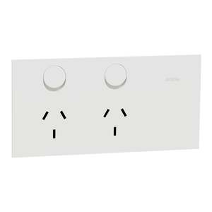 Clipsal Solis Socket Sw Horiz Twin 10A Matte White