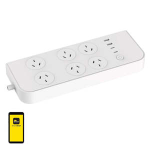 Power Boards: Brilliant Smart 6 Outlet Powerboard USB A & C - White