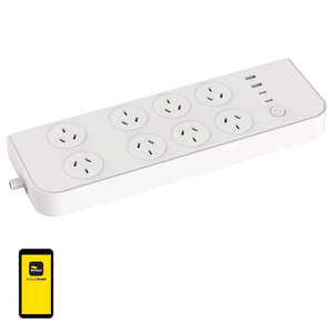 Power Boards: Brilliant Smart 8 Outlet Powerboard USB A & C - White