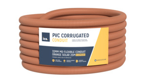 Flexible Conduit: ICS 32mm MD Flexible Conduit Orange Solar 25m