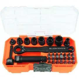 Spanner Socket Wrench: Klein KNECT 1/4inch Drive Impact Rated Pass Through Socket Set SAE 32pc