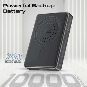 Promate 10000mAh Ultraslim Wireless Charging 15W Magsafe Power Bank Black