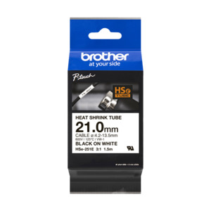 Brother Heat Shrink Tape Black On White 21mm X 1.5M