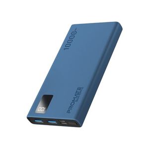 PROMATE 10000mAh Power Bank with Smart LED Display & Super Slim Blue