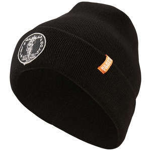 Klein Heavy Knit Hat Black Vintage Patch Logo