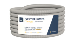 Conduit Duct And Cable Support: ICS 40mm HD Flexible Conduit Grey Solar 25m