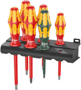 Handtools: Wera 160 i/168 i/6 Kraftform Plus Screwdriver Rack Set 6pc 1000V VDE