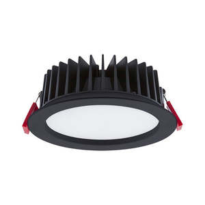 Downlight: Halcyon LED Downlight 9/15W 3000/4000K 160mm Round IP44 IC-F Dim Black