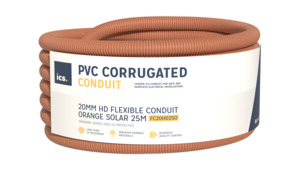ICS 20mm HD Flexible Conduit Orange Solar 25m