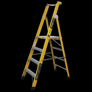 TradeLite 4 Step Fiberglass Platform Ladder 150kg Rated