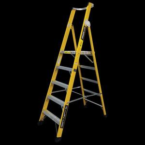 Ladder Scaffold: TradeLite 5 Step Fiberglass Platform Ladder 150kg Rated