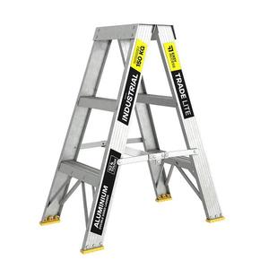 TradeLite 3 Step Aluminium Double Sided Ladder 150kg Rated
