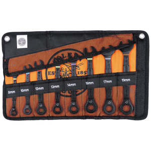 Spanner Socket Wrench: Klein 69408MG 8pc Ratcheting Combo Wrench Set - Metric