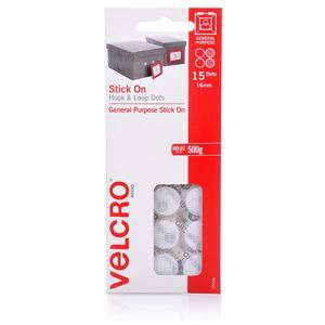 CDL Velcro Hook & Loop Dots Stick On 16mm 15pc