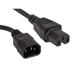 4Cabling 2m IEC C14 to C15 High Temperature Extension Cable Black