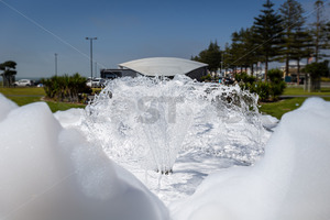 Napier's Fountain Foamer Strikes Again. Hawke's Bay, New Zealand - SCP Stock