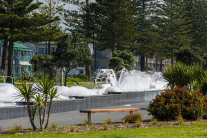 Napier's Fountain Foamer Strikes Again. Hawke’s Bay, New Zealand - SCP Stock